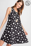 Polka Dot Printed Sleeveless Swing Dress