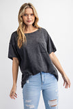 Cvc Slub Mineral Washed Short Sleeve Top