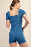 Ultra Stretch Cotton Denim Romper