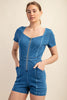 Ultra Stretch Cotton Denim Romper