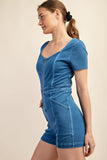 Ultra Stretch Cotton Denim Romper