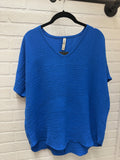 Woven Airflow V-neck Short Sleeve Top