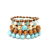 5 Row Wood Stone Ccb Beads Stretch Br