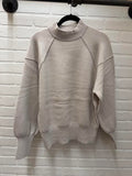 Viscose Mock Neck Exposed Seam Sweater