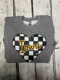 Iowa Checkered Heart Sweatshirt