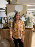 Satin Mixed Print Button Down Shirt