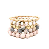 5 Row Wood Stone Ccb Beads Stretch Br