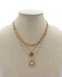 Worn Gold Beaded Layered Coin N