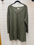 Boatneck V-neck Tunic Dress Adjustable Sleeve Button With No Lining