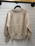 Viscose Mock Neck Exposed Seam Sweater