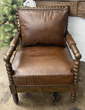 Chair - Black Buffalo Leather/Wood Chair