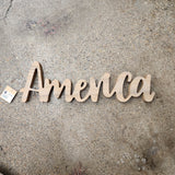 Wood America Word Cutout