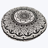 Cotton Round Black And White Hand Dyed Pillow