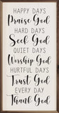 Praise Seek Worship Trust Thank God White 12x24