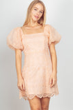 Puff Sleeve Organza Lace Mini Dress - FINAL SALE!