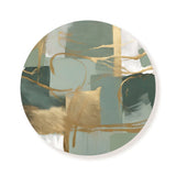 Green Gold Abstract Circle 16" Round