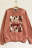Howdy Honey Graphic Sweatshirt Non-returnable Long Sleeve Garment-dyed Crew-neck "howdy Honey" Cow-p