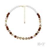 G Brown Ceramic Pearl Neck Len:16+3in