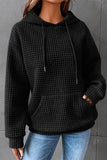 Lattice Textured Kangaroo Pocket Drawstring Hoodie