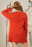 V-Neck Textured Knit Comfy Mini Dress