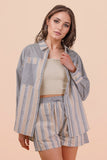 Colorblock Stripe Button Down Shirt