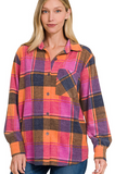 Jacquard Plaid Shacket with Pockets