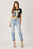 Risen - High Rise Patched Straight Jeans