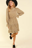 Frilled Mock Neck Dress