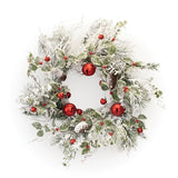 Flocked Pine and Bell Wreath 22D