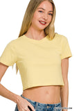 Cotton Short Sleeve Round Neck Cropped Top