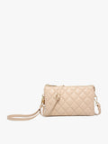 Riley Quilted Crossbody/ Wristlet In Tan