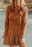 Chestnut Tiered Long Sleeve Mini Dress