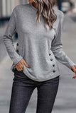 Side Buttons Crew Neck Knit Top