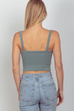 Cable Ribbed Fitted Crop Knit Tank Top