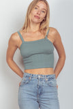 Cable Ribbed Fitted Crop Knit Tank Top