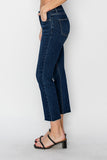 RISEN - Mid-Rise Crop Straight Raw Edge Hem Jeans