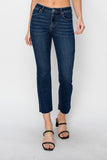 RISEN - Mid-Rise Crop Straight Raw Edge Hem Jeans