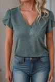 Fashion Petal Sleeve V Neck T Shirt