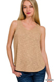 V Neck Slub Hacci Cami Top