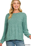 Soft Melange Hacci Round Neck Long Slv Tee