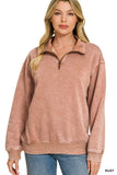 Acid Wash Fleece Half Zip Pullover