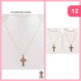 Stainless Steel Rhinestone Cross Necklace