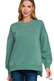 Plus Pigment Dye Fleece Hi-low Hem Pullover With Pocket