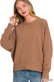 Ribbed Balloon Sleeve Pullover