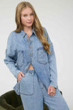Washed Chambray Button Down Long Sleeve Shirt