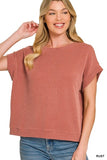 Raised Rib Cap Sleeve Top