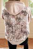 Brown Leafy Abstract Print Winter Puffer Vest