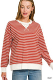 Striped Rib Banded Pullover