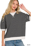 Striped Rib Banded Pullover