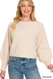 Boat Neck Balloon Sleeve Sweater